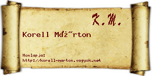 Korell Márton névjegykártya